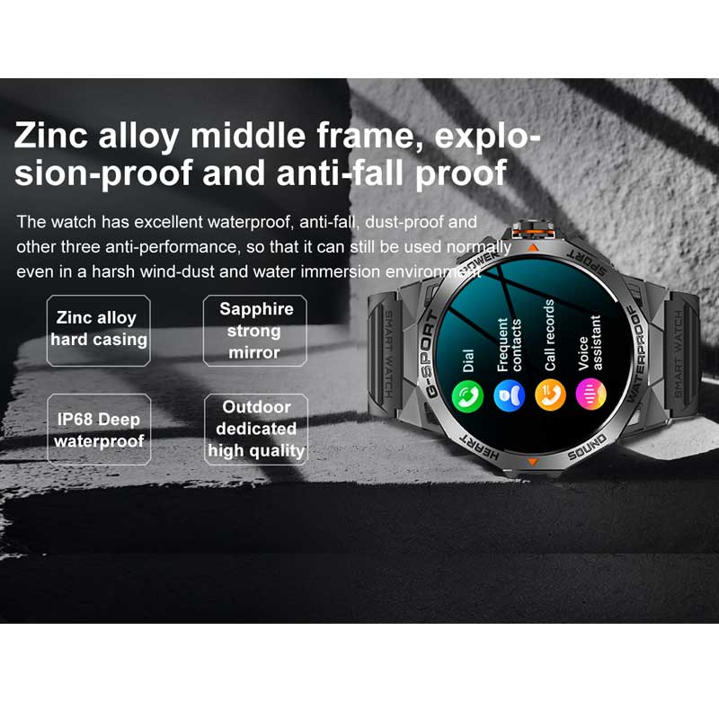 Men Outdoors Sports 1.43" AMOLED Screen Smartwatch Blue Tooth Call Heart Rate Health Monitoring Smart Watches Waterproof Women