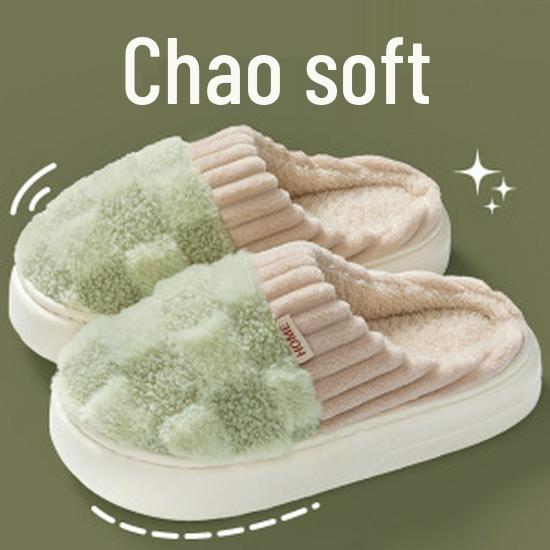 Women's and Men's Furry Plush Non-Slip Indoor Slippers - Thick-Soled, Warm for Autumn and Winter 2025