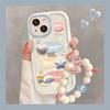 Applicable To Apple 14promax Mobile Phone Case IPhone 13/15 Three-dimensional Pigment Rabbit Chain 11 Silicone All-inclusive X