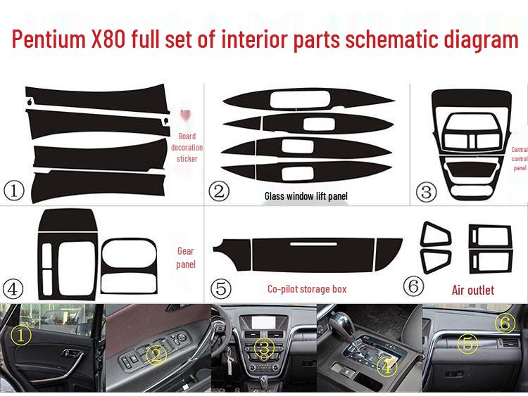 13-16 Besturn X80 Carbon Fiber Interior Stickers for Console & Gear