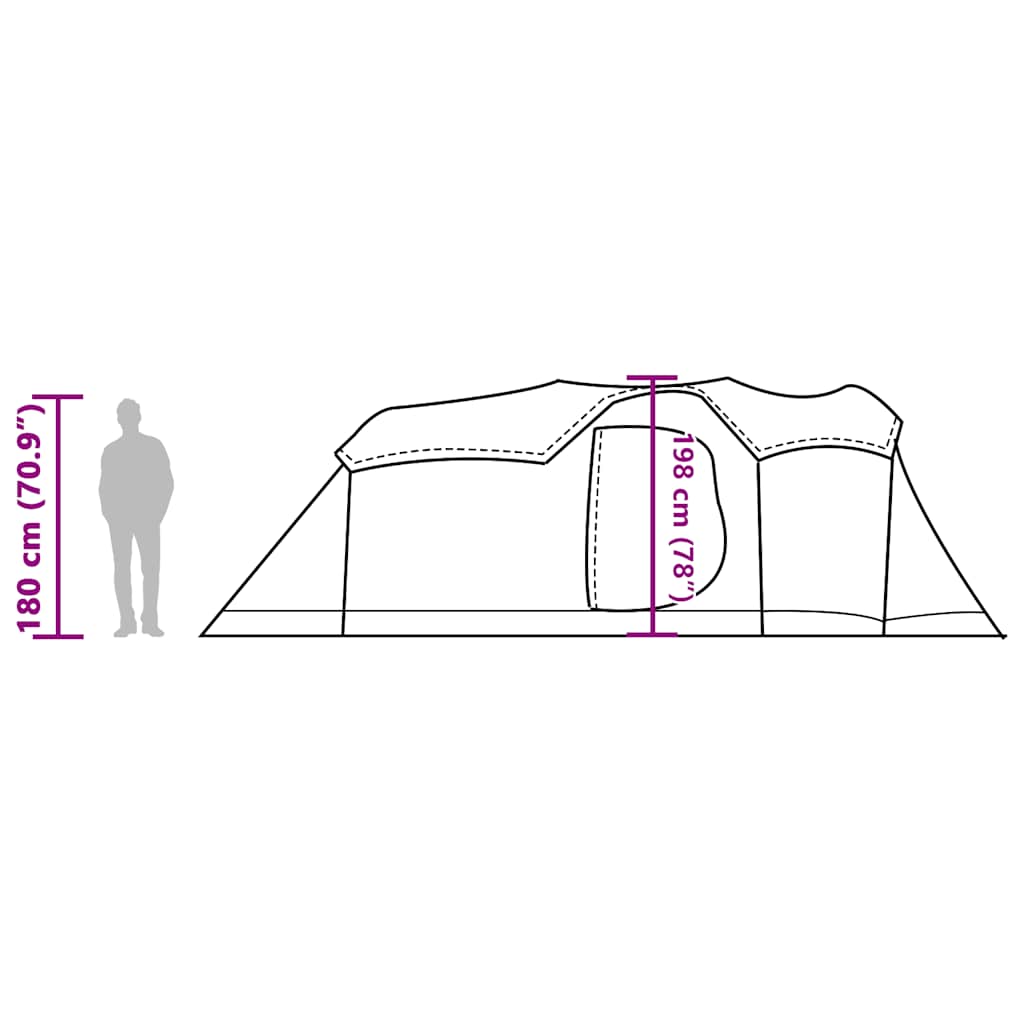 Tunnel Family Tent for 8 Persons Green Waterproof