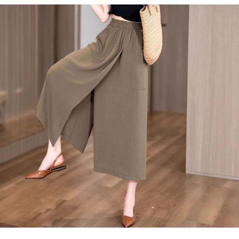 Women S Split Loose Wide Leg Pants Summer Thin High Waist Casual Skirt Pants S