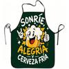 1pc Fun Beer Print Apron, Suitable for Cooking, Gardening, And Orchard Picking - Smiling Beer Cup Design, Ideal for Kitchen, Christmas, Halloween Part