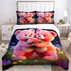3pcs Pink Teddy Bear Floral Bedding Set - Includes One Quilt Cover and Two Pillowcases (No Core) - Home Decor, Festival Gift, Polyester Fabr