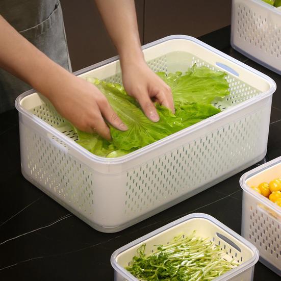 Fruit Storage Boxes for Fridge Leak-proof Produce Containers with Removable Colander And Divider Food Container for Vegetables And Fruits Meal Prep