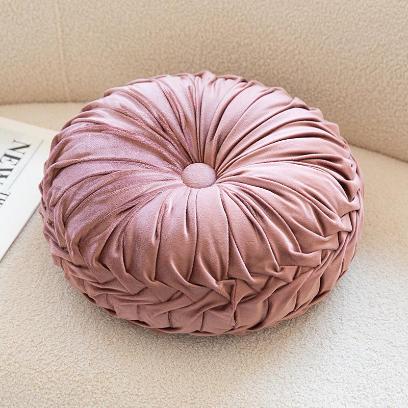 Nordic Minimalist Round Cream Plush Embroidered Throw Pillow for Sofa