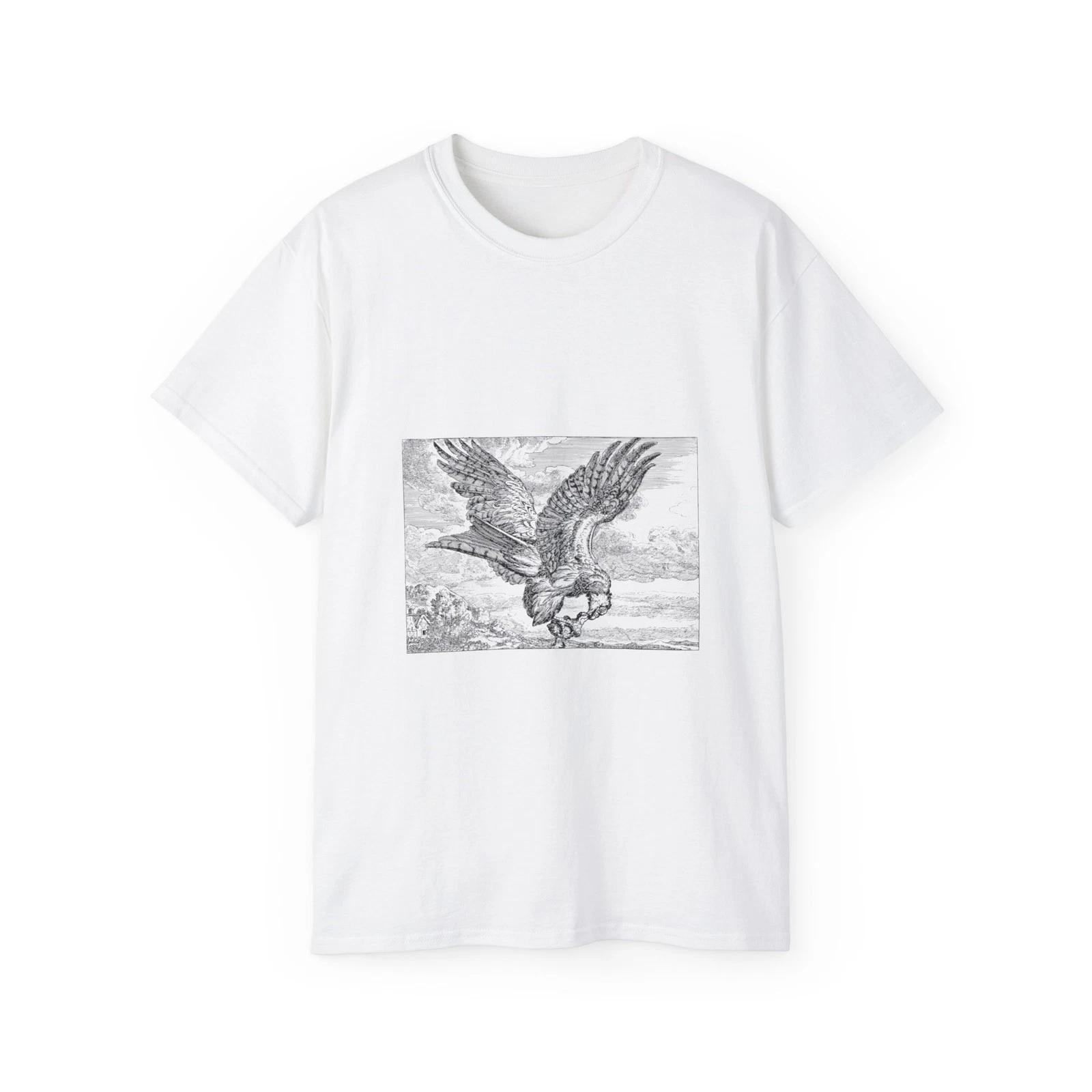 Eagle Nature Bird Line Art Animal Landscape | Custom Graphic T-Shirt 4XL