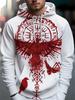 Men's Viking Rune Hooded Sweatshirt - Gothic Rune & Valknut Necklace Print Streetwear Sweater, Norse Armanen Charms, Machine Washable Casual Pullover