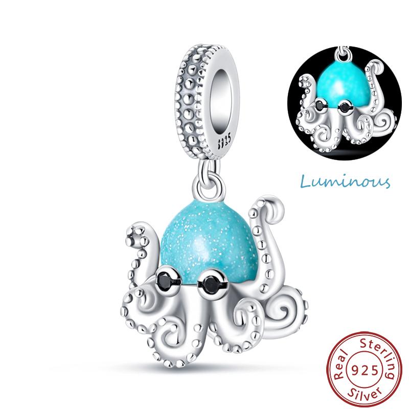 Luminous Ocean Series Copper Dolphin Turtle Octopus Charms Beads 3Mm Diy Fine Jewelry Gifts Making