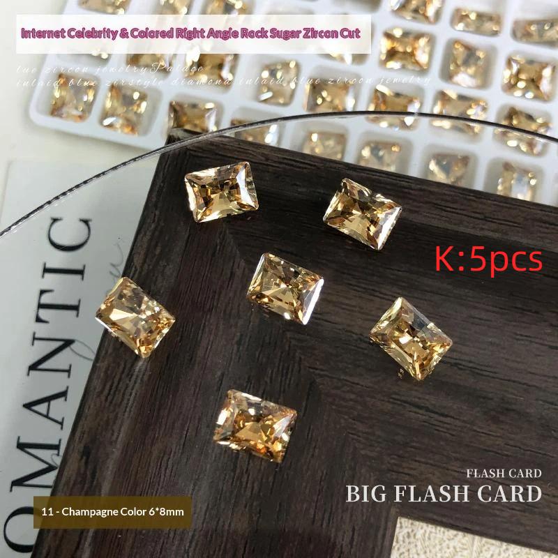 5 Peças 6X8Mm Cores Sortidas Corte Retangular Zircônia Cúbica Com Acabamento Brilhante Perfeito Para Arte de Unhas DIY Joias Artesanato Design