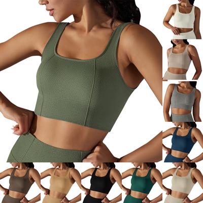 Seamless Knitted Solid Color Polka Dot Suspenders Beautiful Back Bra Sports Running Fitness Wear Vest Top