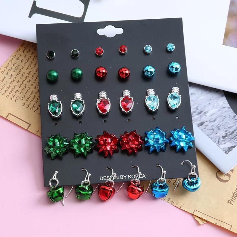 

9/15 Pairs Women S Christmas Earrings With Bell And Snowflake Designs Party Holiday Wear Gift Elegant Jewelry 2