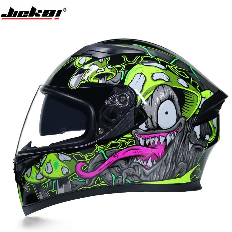 Dual Lens Motorcycle Helmet Off-Road ATV Scooter Riding Full Face Safety Women Men Adult ABS Material