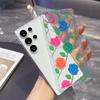 Bold Color Block Rose Pattern Case for Samsung Galaxy S26 S25 S24 S23 S22 S21 S20 FE Plus Soft TPU Slim Fit Shockproof Cover