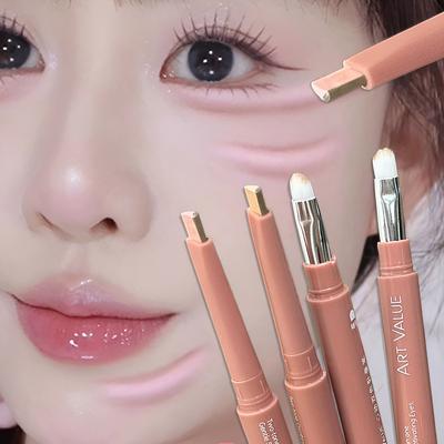 2-Farben-Blockierung Schlafen Seidenraupen Stick Ombre Pink Braun 2-in-1 Highlighter