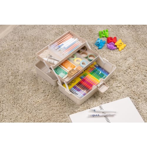 JEJ Astage Milky Toolbox with 2 Shelves, Storage Box for Shelf Fleur 350, Nail Kits, Handmade Tools, and Makeup Tools