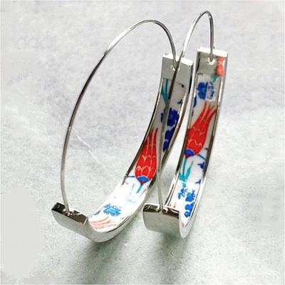 Simple  Silvery Plated Artificial Enamel Patterns Hoop Earrings for Women's Elegant Daily Party Jewelry Accessories Gifts