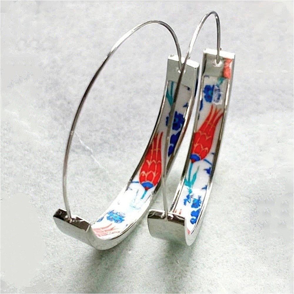 Simple  Silvery Plated Artificial Enamel Patterns Hoop Earrings for Women's Elegant Daily Party Jewelry Accessories Gifts