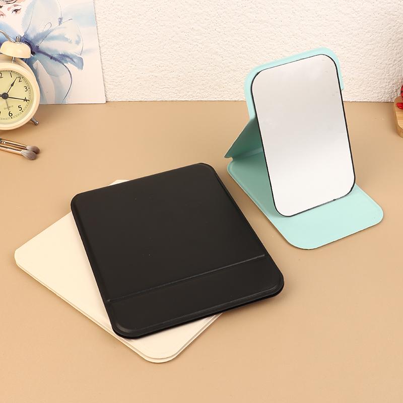 Desktop Makeup Mirror Pu Leather Portable Vanity Mirror Foldable Hand Mirror Compact Mirrors Cute Pocket Mirrors For Travel Tool