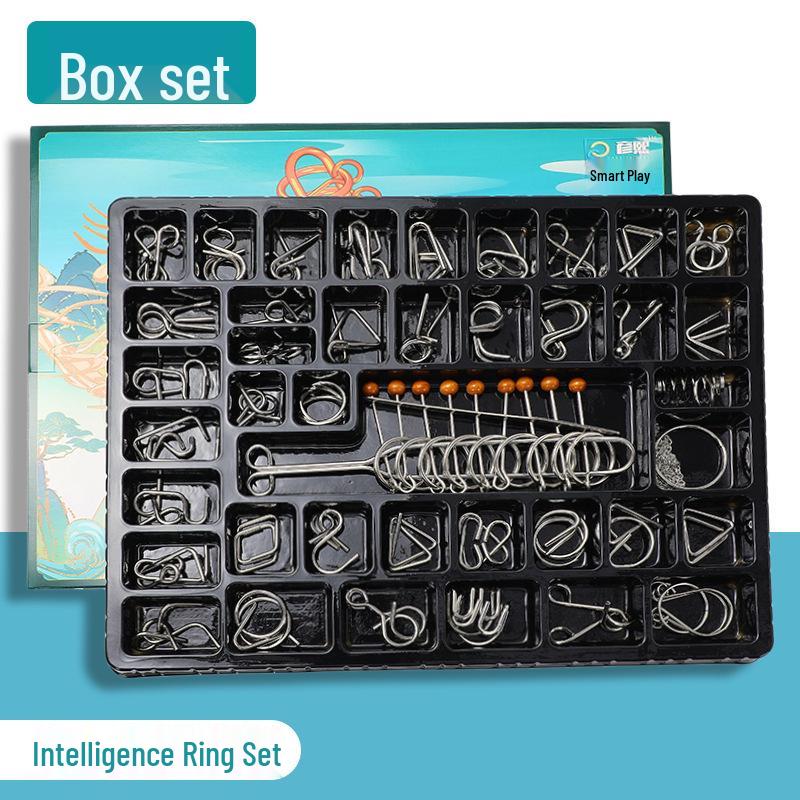 Nine-Piece Interlocking IQ Puzzle Set - Luban and Kongming Locks for Children's Education