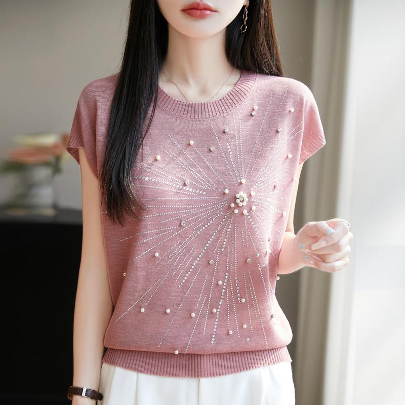 Women Knit T-shirt MODERN NEW SAGA Summer Knitted Shirt Short Sleeve Tees O-neck Pullover Knit Tops