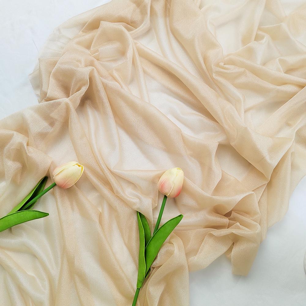 Chiffon Like Table Runner with Silver Sparkle for Wedding Rustic Boho Wedding Party Bridal Shower Decorations Birthday Party