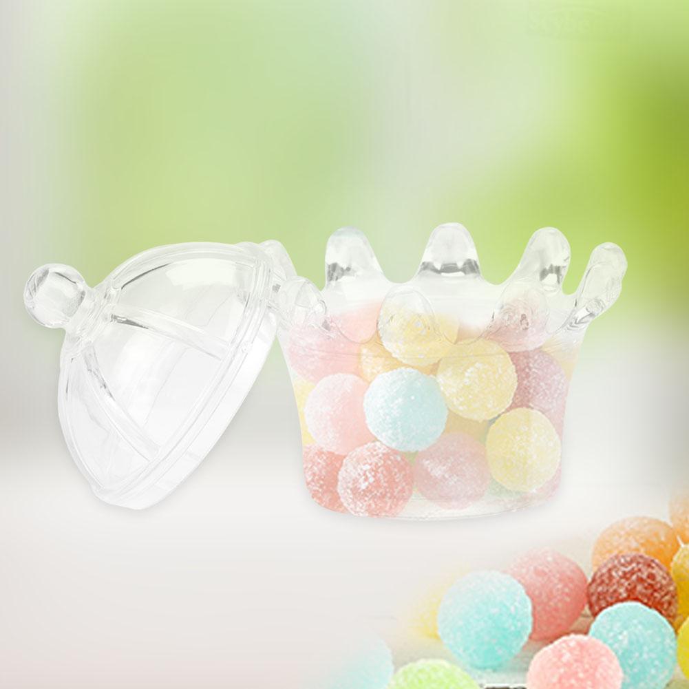 12Pcs Gift Bags Transparent Crown Plastic Box For Party Gift Chocolate Boxs;Pink: