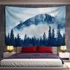 Mountains Psychedelic Tapestry Starry Sky Wall Hanging Star Stars Leaf Village Dorm Decor Blanket 130Cm Woven Personalized