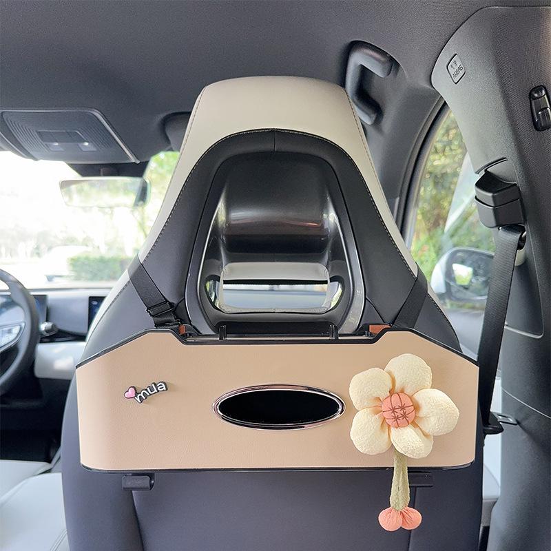Aufbewahrungsbox für die Rücksitzlehne mit Taschentuchhalter & Getränkehalter - Multifunktionaler Organizer