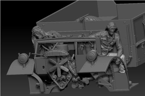 Thunder Model 1/35 Scale British LRDG Ford F-30 Gun Truck with 37mm Bofors Cannon, Includes 2 Figures, Plastic Model Kit TB35307