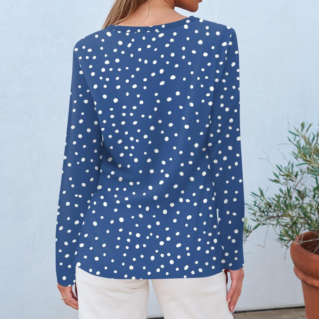 Women's Fashion Casual Long Sleeve Flowers Print Round Neck Top