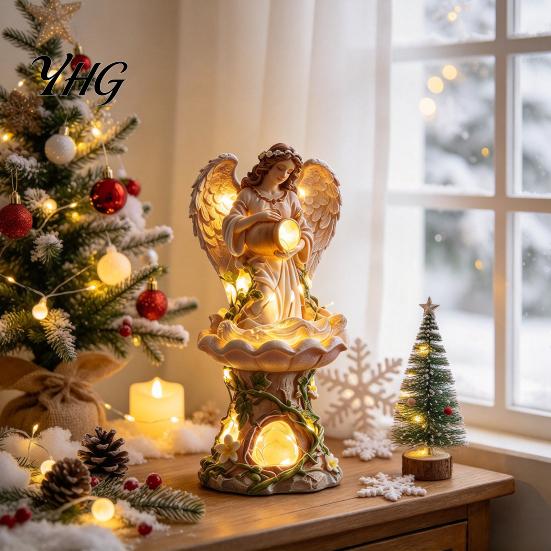 Atmospheric Landscape Lighting Decorative Angel Garden Light, Resin Statue with LED Light for Outdoor Waterproof Yard Art Decor Patio Porch