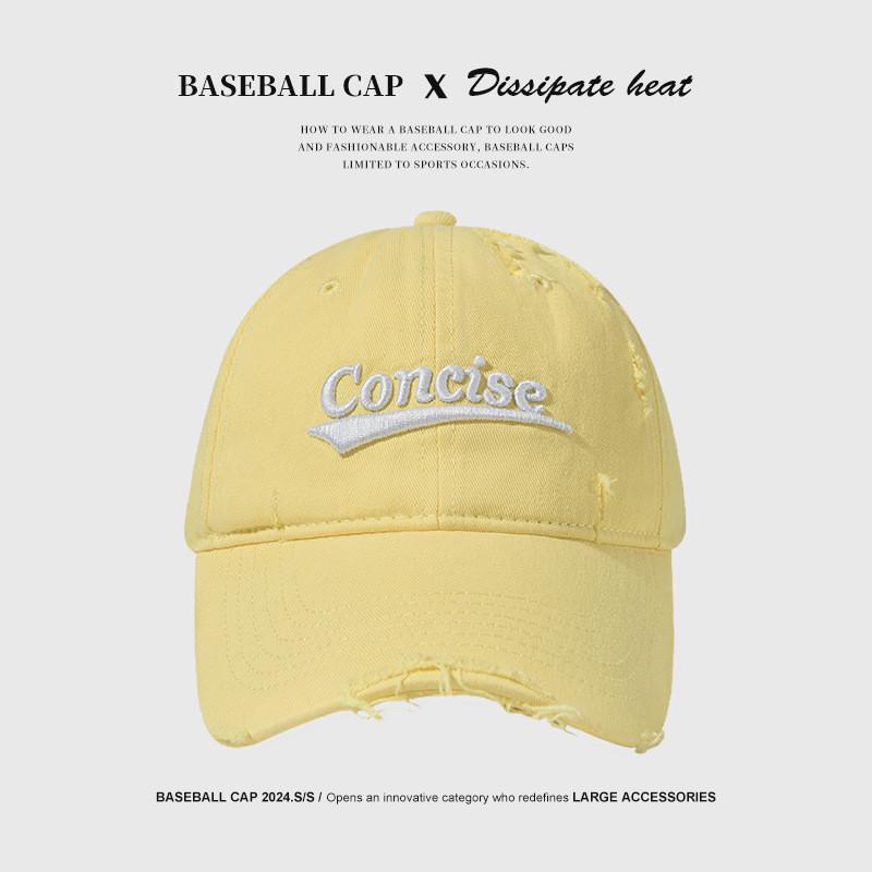 Adjustable Cotton Cap With Retro Font Embroidery And Sun Protection For Outdoor Activities
