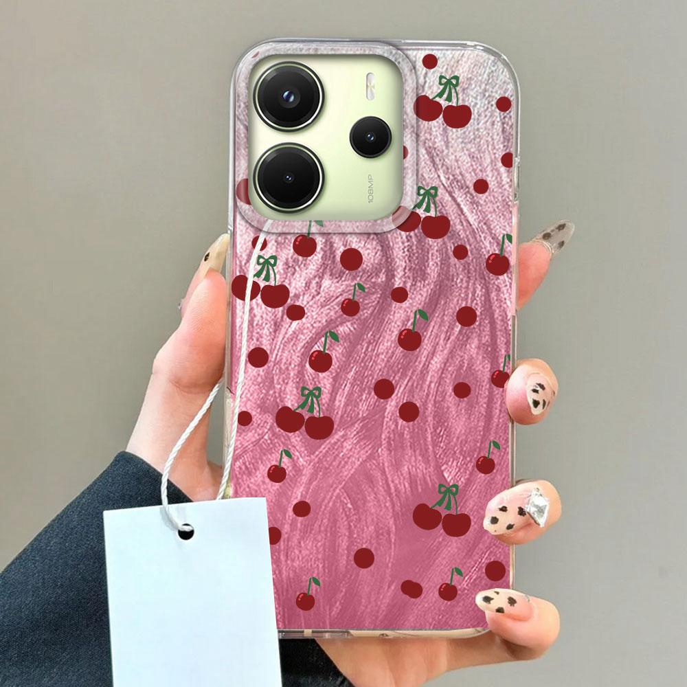 Summer Sweet Red Circular Dot Cherry Phone Case for Xiaomi Redmi 13C 14C A5 A3 A4 A3X Note 14 13 12 11 11S 10 Pro Silicone Cover