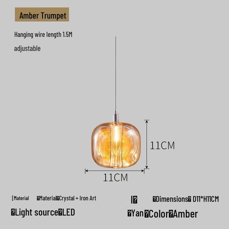 Oeny Postmodern Amber Bedside Pendant Light