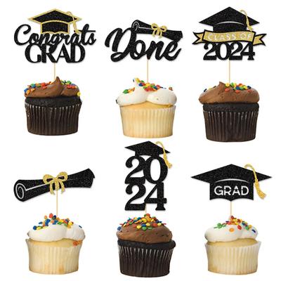 12PCS Graduation Party Cake Toppers 2024 Congratulations Graduation for Students Graduation Party Cake Decoration Supplies