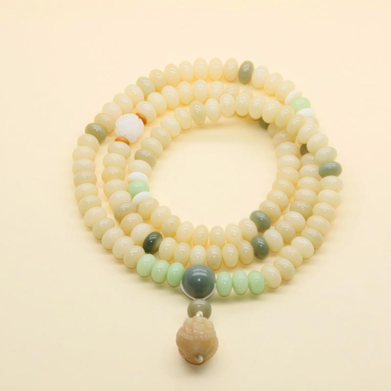 108 Bodhi Seed Lime Abacus Multi-turn Bracelet - Versatile Chinese Style Accessory