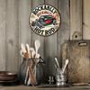 Retro Tin Sign Vintage Hot Rod Car Aluminum Wall Decor 12 Inch Round Man Cave Garage Art