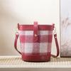 Red bag with a high-end feel, bucket bag for women, niche houndstooth pattern shoulder bag, vintage and stylish wedding bag, bridal gift for women