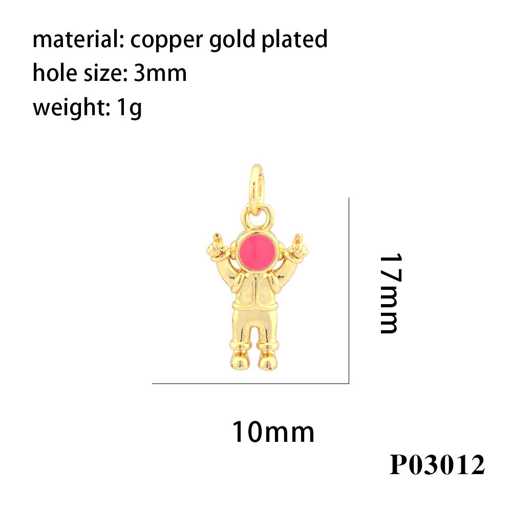 18K Gold Plated Astronaut Pendant Necklace with Drip Oil and Micro-Inlay Design