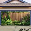 1pc 2D Printed Flower Blooming Wooden Fence Banner - Colorful Autumn Leaves and Sunny Path Design
