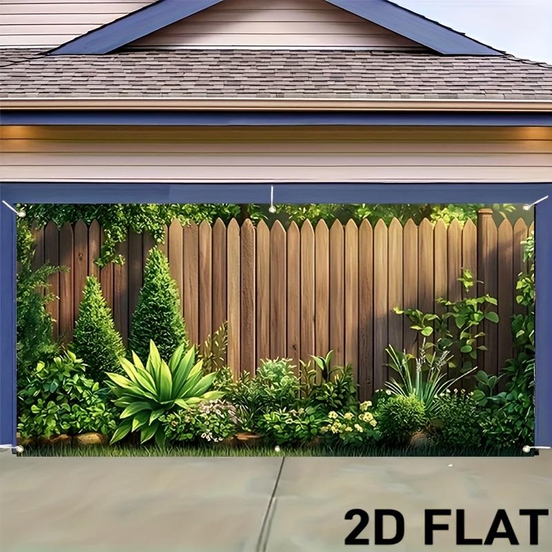 1pc 2D Printed Flower Blooming Wooden Fence Banner - Colorful Autumn Leaves and Sunny Path Design