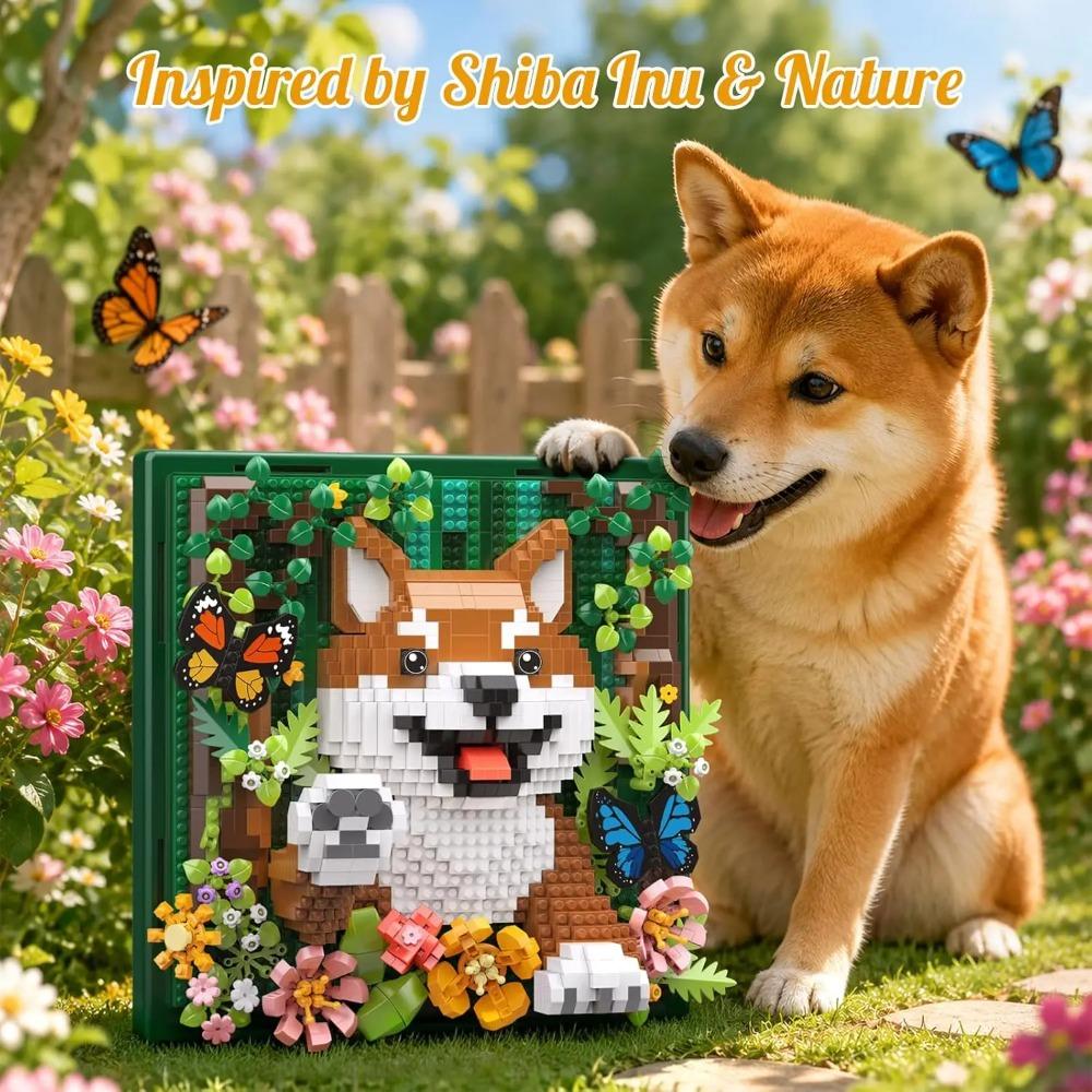 1600 KS Květiny a Zvířata Psi Hračky Stavebnice Sada Umění 3D Model Shiba Inu Hračky Na Stěnu Stůl Dekorace Dárky Pro Děti
