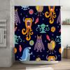 Multicolored Cartoon Monsters Shower Curtain Waterproof Fabric for Bathroom Decor Space Theme Print Kids Love Size72x84 inches