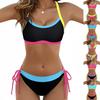 Swimwear Women 2026 Bikini Crop Top Neon Trim Bikinis Tie Side Bottom Swimsuit High Cut Bottom Two Piece Swimsuit Bandeau Top