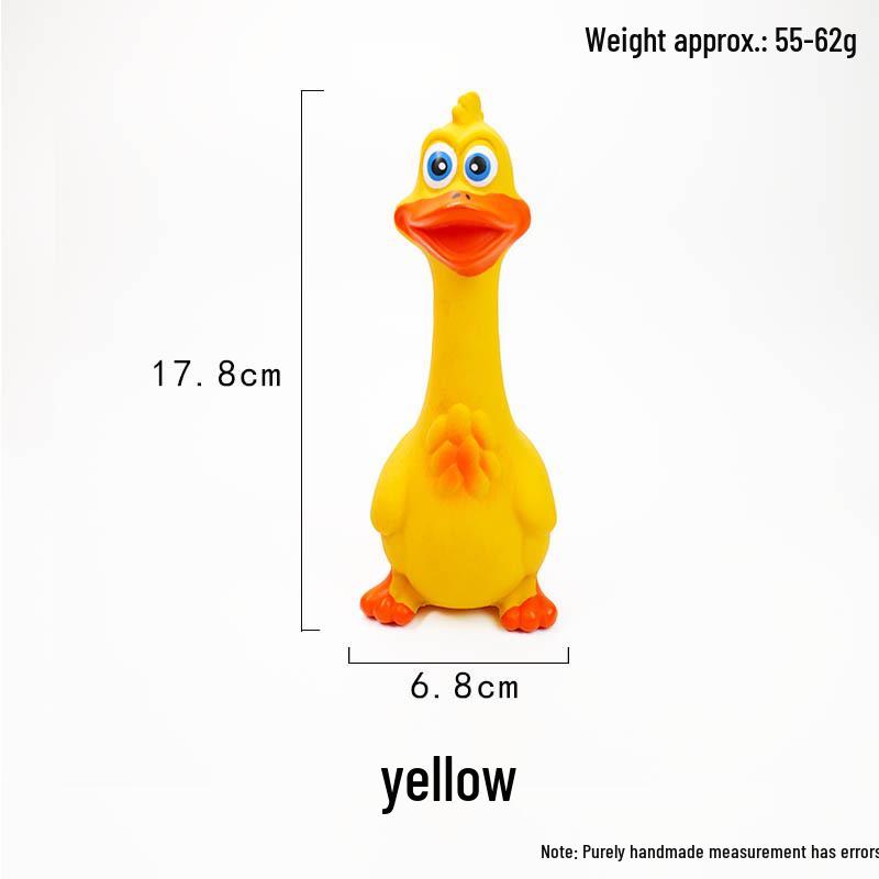 Bite-Resistant Latex Squeaky Dog Toy - Standing Chicken or Big-Mouthed Duck Teething Toy.