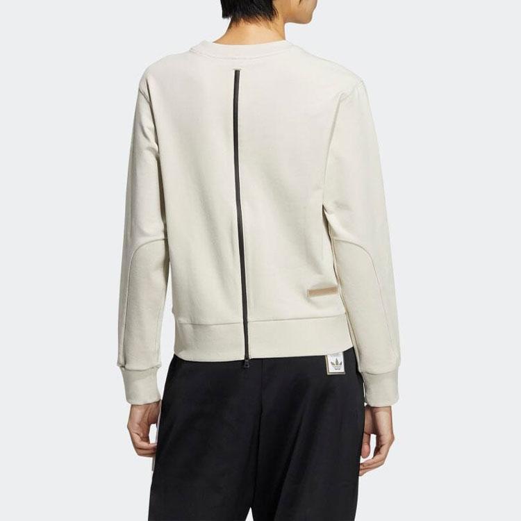 Adidas Originals Trefoil Print Logo Cropped Long Sleeve Sweatshirt Women sweatshirt Off-White HJ7310