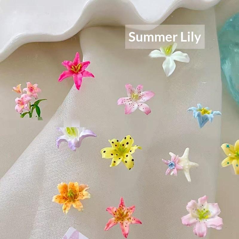 3D Silicone Flower Nail Art Carving Mold Resin Lily Floral Starfish Diy Nail Art Decoration Transparent Template For Nail Charms