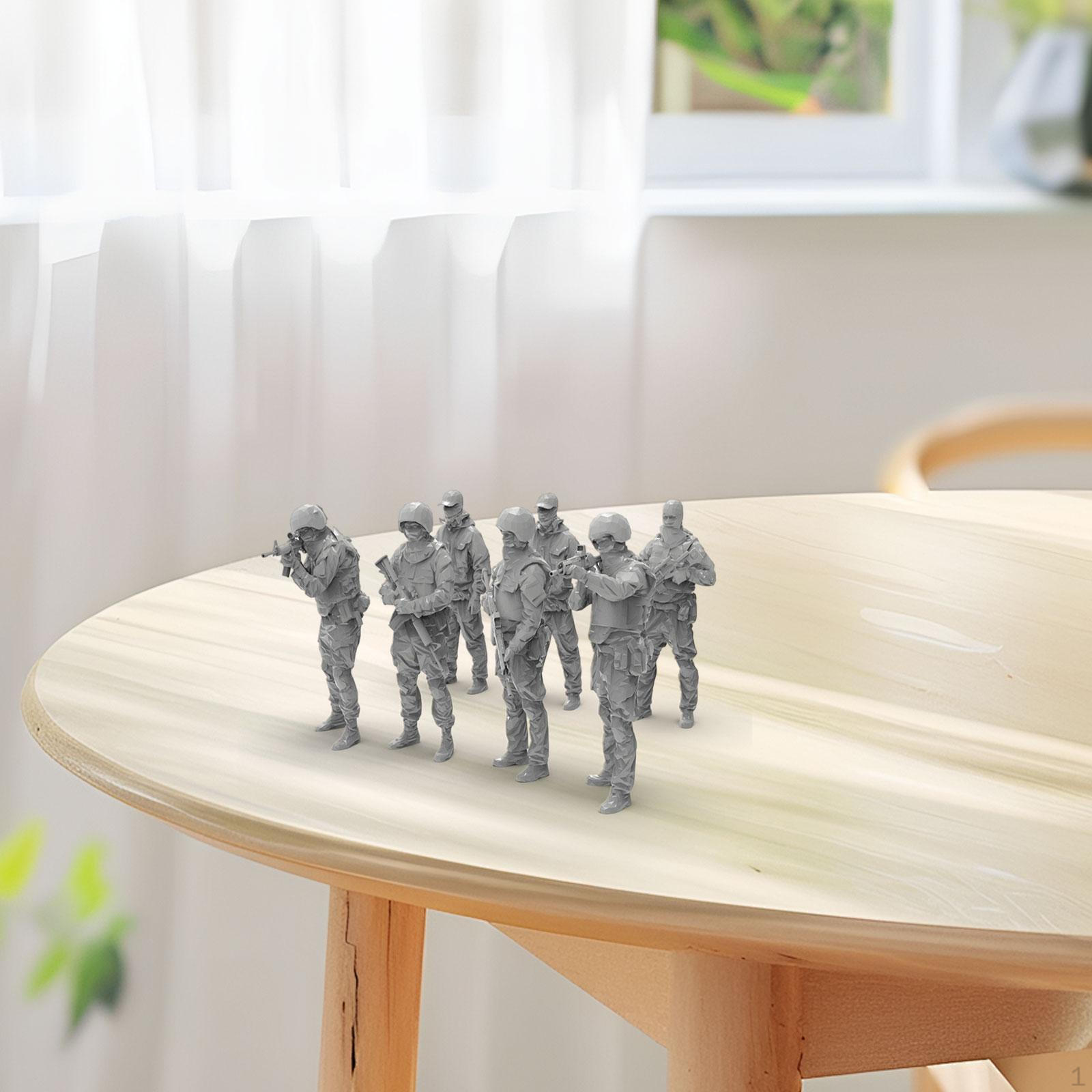 

7 шт. Миниатюрные фигурки Диорама Масштаб 1/72 Декор для ландшафта Неокрашенное настольное украшение Мини