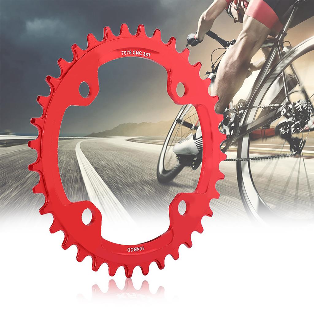 32343638T BCD 104 Mountain Bike Steel Single Crank Chain Ring Repair Parts (Red 36T)